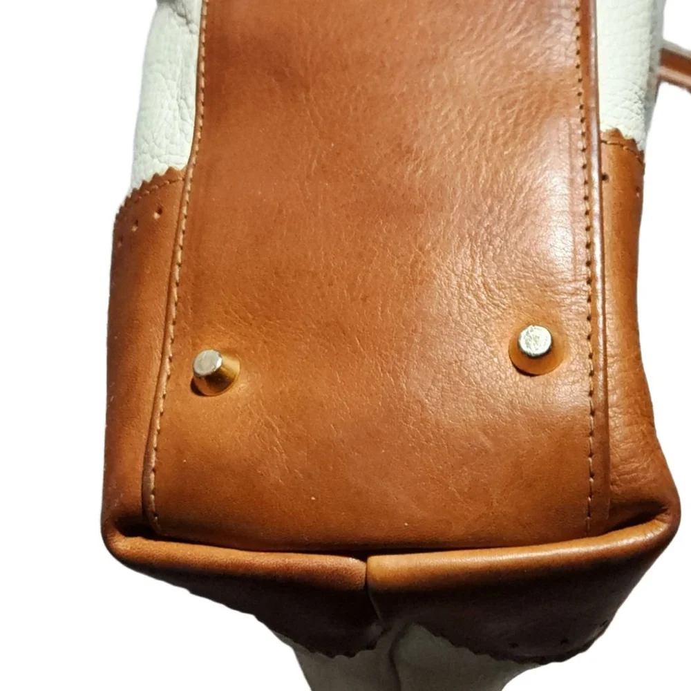 Valentina Italy Leather Handbag White Brown Medium - Picture 5 of 16